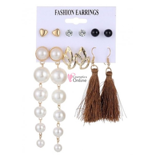 Cercei pentru dama moderni EARR36 Aurii Set de 6 perechi
